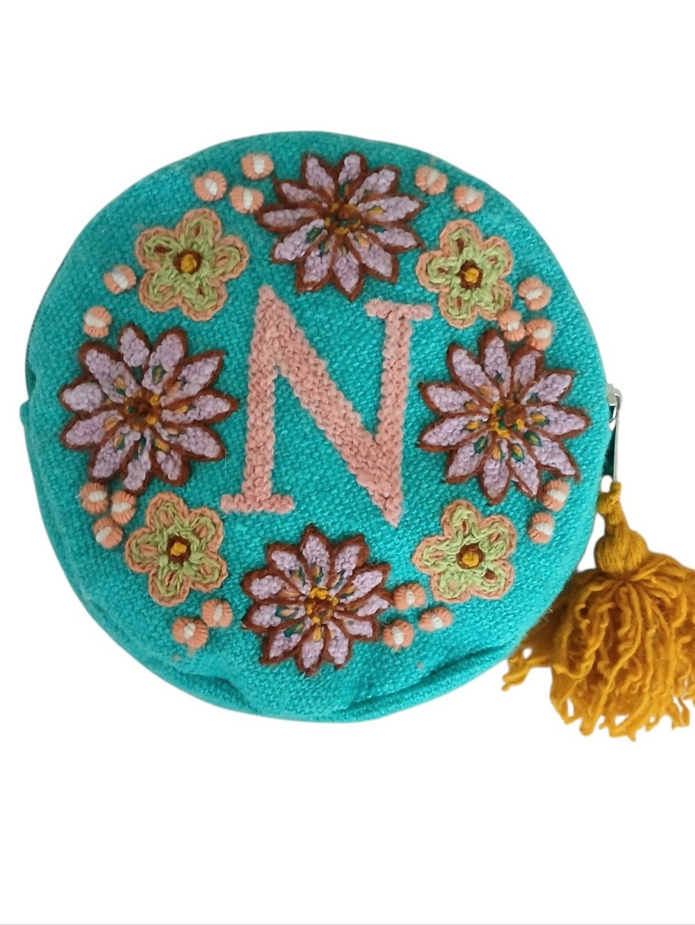 NWOT Jenny Krauss Anthropologie 100% Wool Embroidered Monogram N Pouch Bohemian